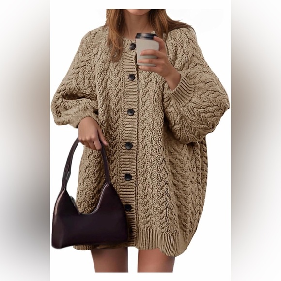 None Sweaters - 🆕Chunky Knit Button-Up Sweater